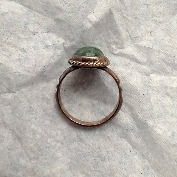 Silver Moss Agate Gemstone Ring Size 5.5 Bezel Set Vintage Hand Crafted - Picture 11 of 16